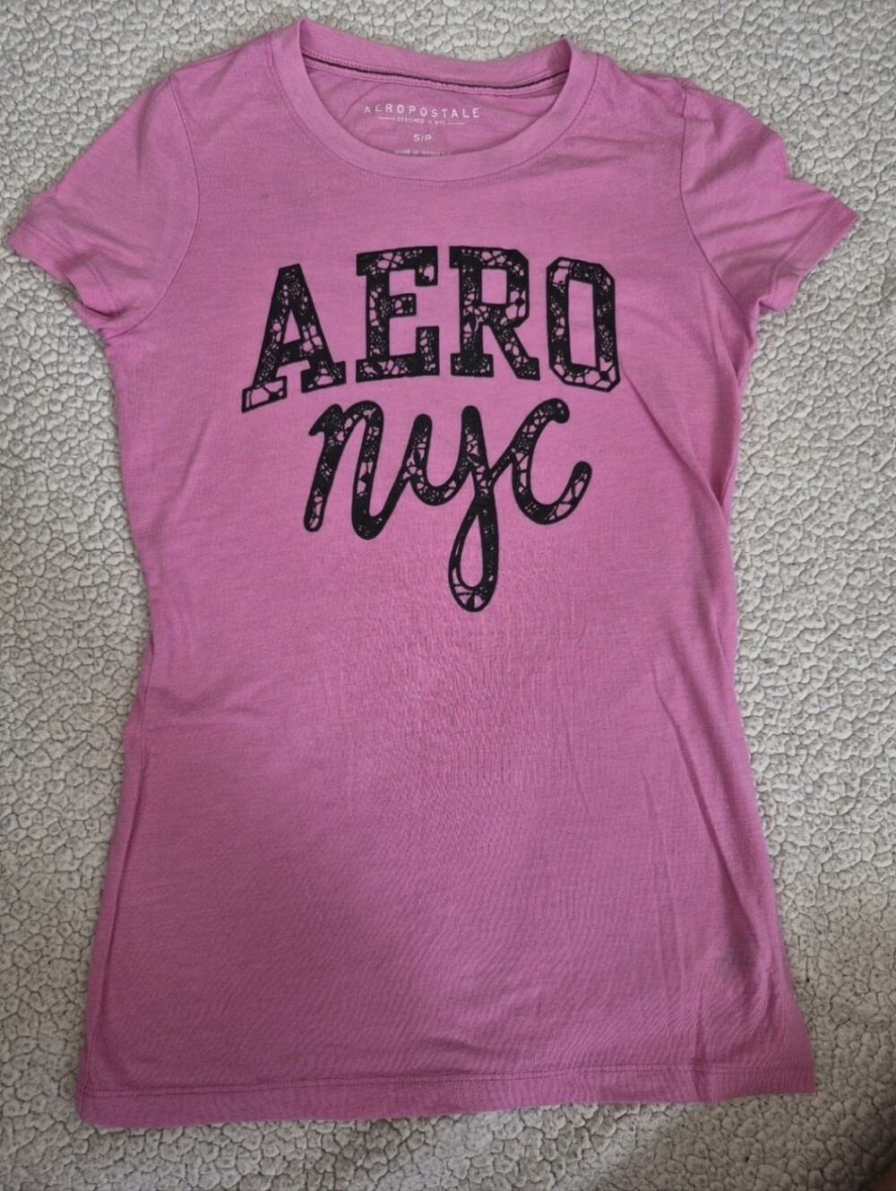 Aéropostale Pink Graphic Tee Crew Neck Short Sleeve T-Shirt Size Small S